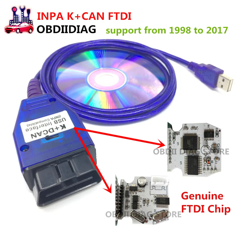Подлинный чип FTDI INPA/Ediabas K + DCAN для BMW с коммутируемым интерфейсом USB Полная