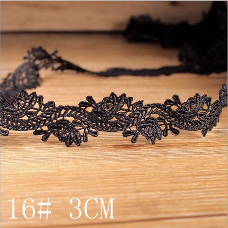 3 ярда Черная кружевная отделка фотополиэфир для платья одежды ожерелья домашний