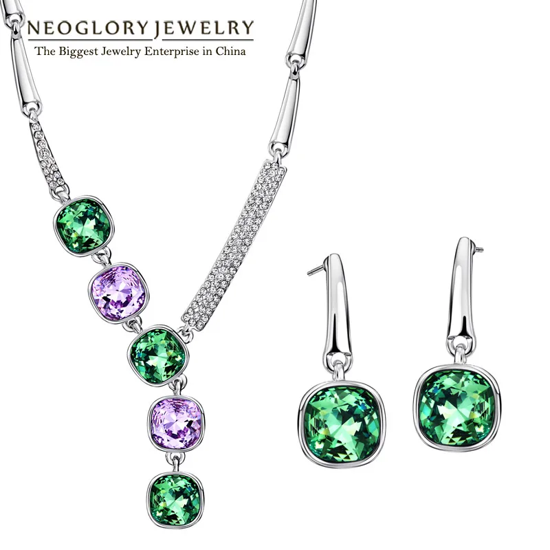 Neoglory брендовые Индийские Ювелирные наборы ожерелье серьги Роскошные подарки на