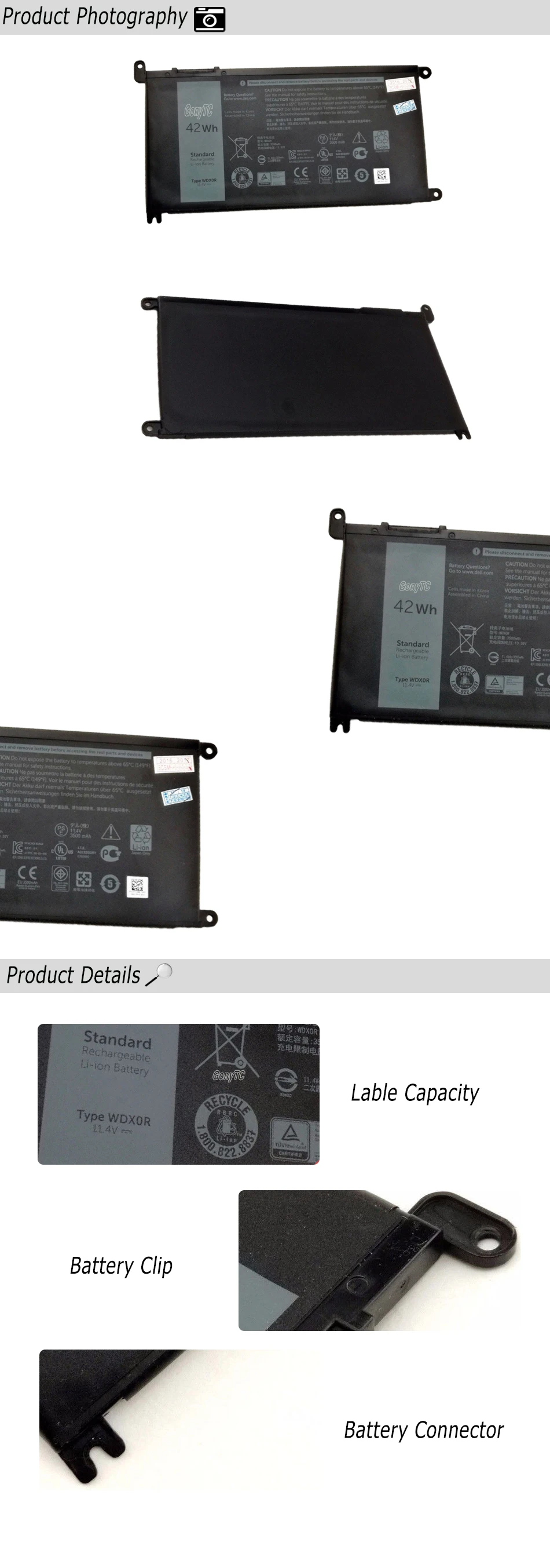 42Wh WDX0R Батарея для Dell Inspiron 15-7560 15 5538 15 5567 15 5568 15 7000 P61F Ins14-7460-D1525G WDXOR T2JX4 3CRH3 11,4 V