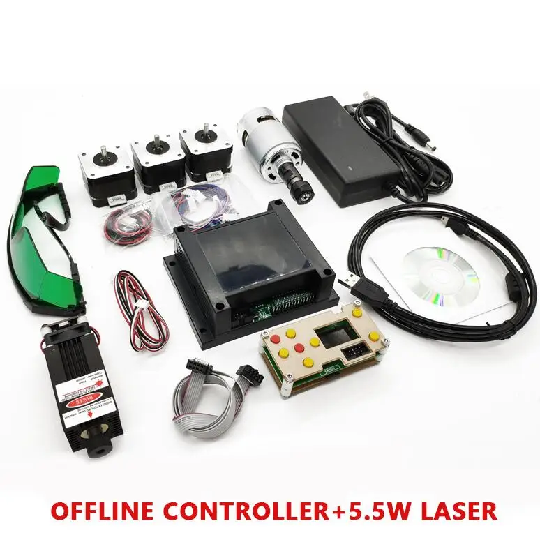 with 5.5W Laser ЧПУ 3 оси Управление Системы V3.3-150W GRBL лазерная гравировка машины в автономном режиме Управление Панель шаговый двигатель ER11 мотор шпинделя - Цвет: with 5.5W Laser