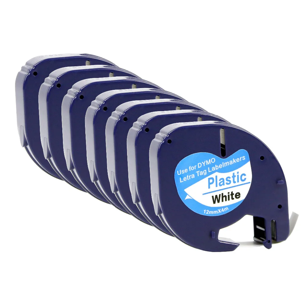 Comaptible DYMO LetraTag пластиковая лента черная на белой этикетке LT 91201|dymo letratag plastic tape|dymo