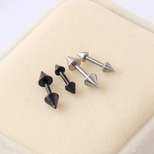 1 пара модные панк рок заклепки Спайк из нержавеющей стали мужские женские серьги