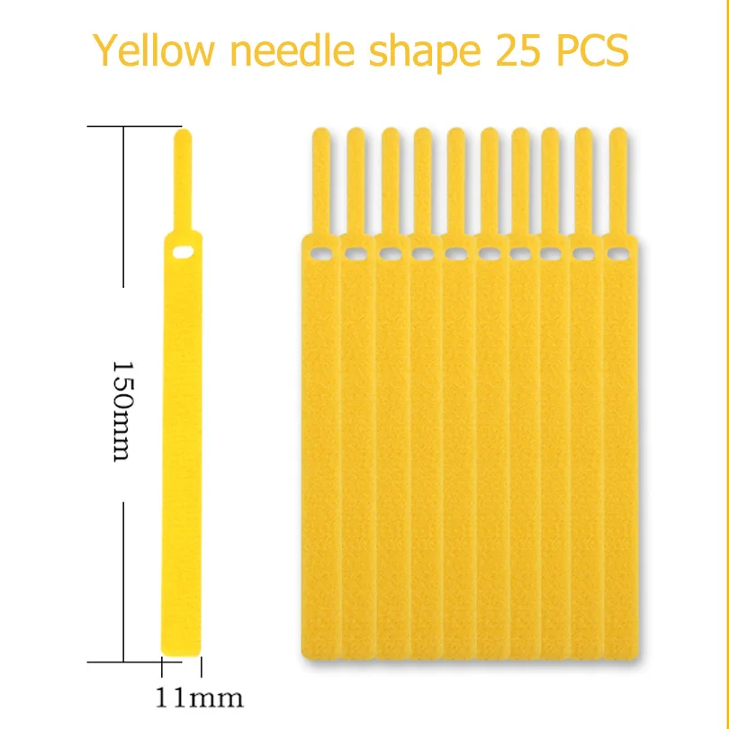 25PCS Yellow Needle 25 шт. многоразовый шнур Органайзер держатель, крепление кабельные стяжки ремни для наушников телефонов провода обёрточная бумага управляющие - Цвет: 25PCS Yellow Needle