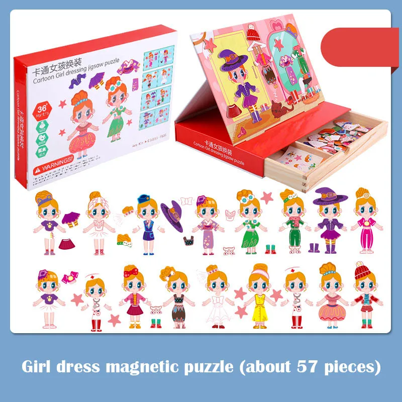 NEW Magnet Puzzle Toys Kids Educational Toys Animal Traffic Dressing Face Game Set Reusable Stickers for Children Art Draft Gift