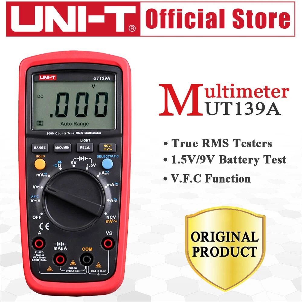 UNI T UT139A True RMS цифровой мультиметр Авто Диапазон AC/DC Amp/Вольт Ом Тест er с удержанием