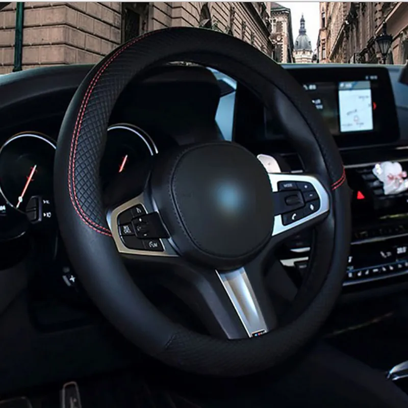 Универсальный автомобильный чехол из искусственной кожи для руля 38 см Стайлинг