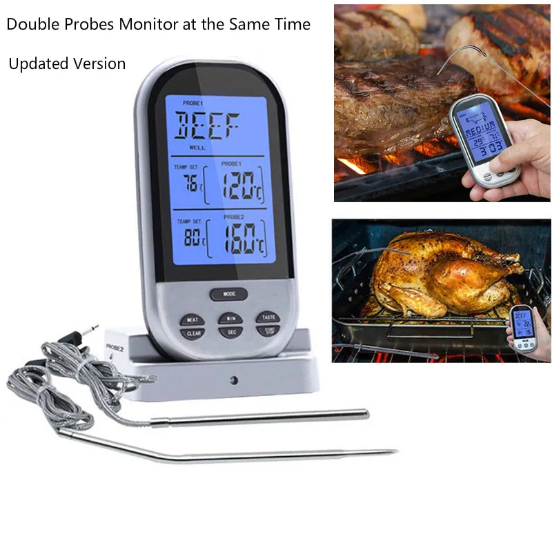 Цифровой пищевой термометр с двойным щупом беспроводной измеритель температуры