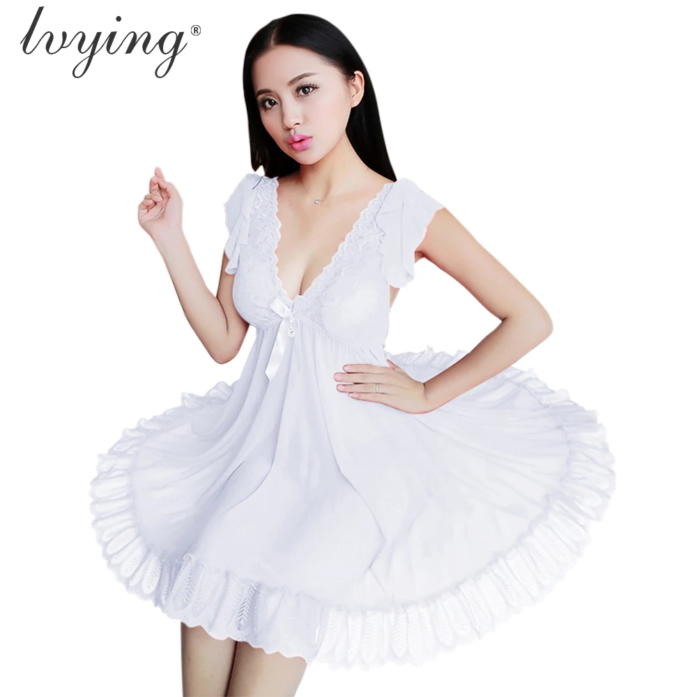 

Sexy lace women pyjamas Plus size woman pijamas Lingerie Nightgown Transparents night dress Nighty Sleepwear Nightwear Underwear