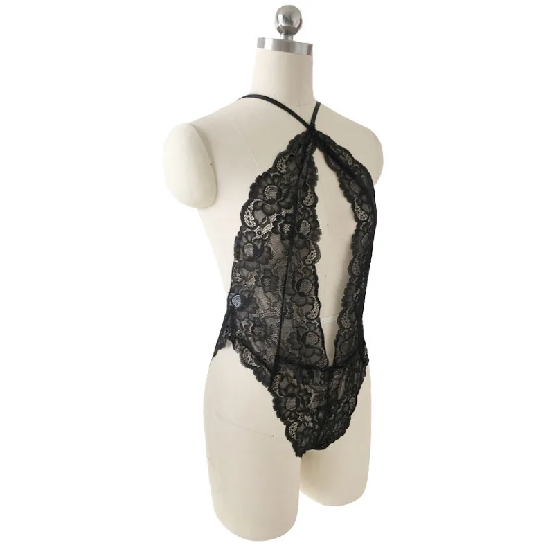3XL-5XL Women Hot Sexy Lingerie Plus Size Perspective Lace Sex Bodysuit Erotic Underwear Halter Porno Babydoll Costumes | Тематическая