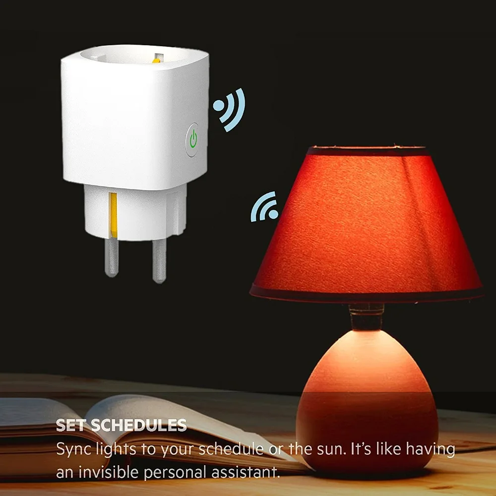 Умная розетка с европейской вилкой, Wi-Fi, розетка с таймером, 16А, контроль энергии, Голосовое управление с Alexa и Google Home IFTTT