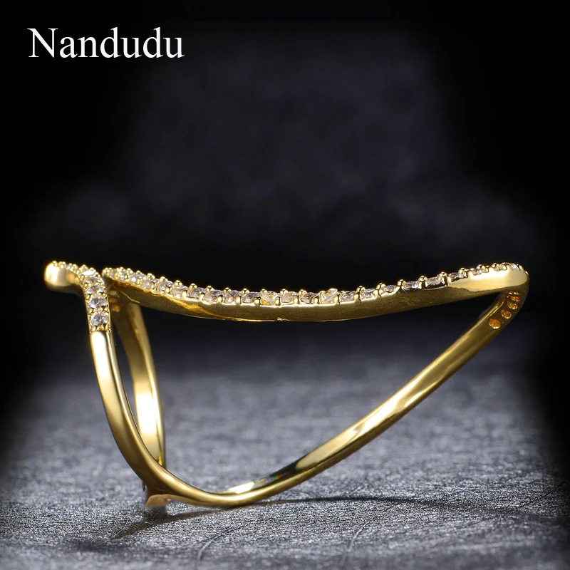 Nandudu New Arrival Curved Ring Adjust Size for Women Girl Fashion Jewelry Gift Party Wedding Engagement Accessories R1165 | Украшения и