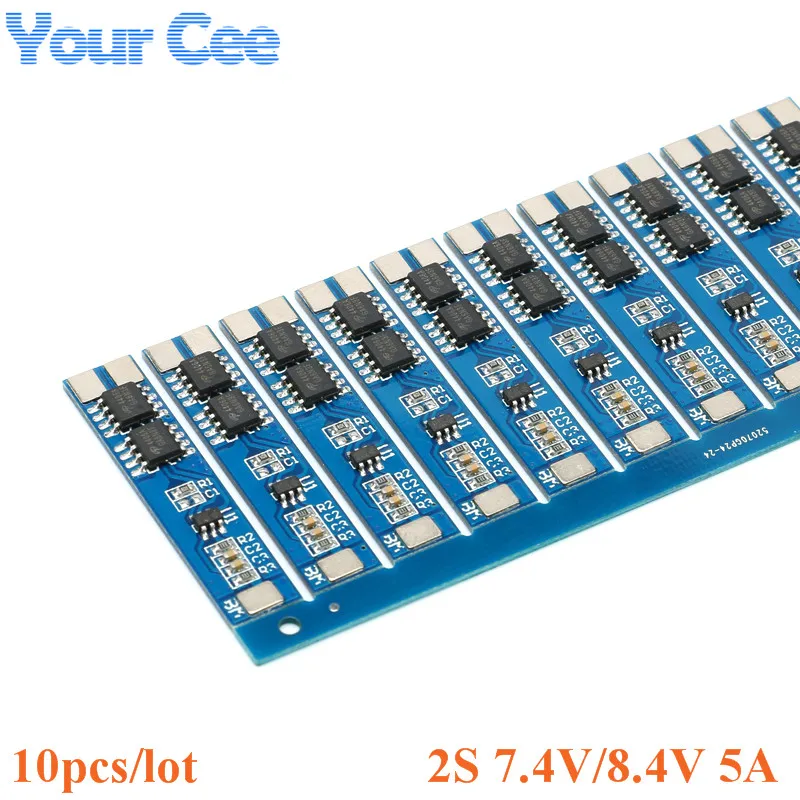 10 шт. защитная плата для зарядки литиевых батарей 2S 7 4 В 5A Li Ion 18650 BMS PCM 8 в литий