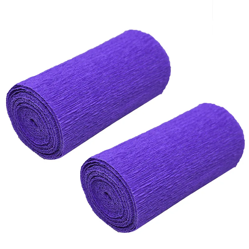 12 Dark purple 2 рулона, 250*10 см, оригами, гофрированная бумага, крафт-бумага для украшения свадебной вечеринки, сделай сам, подарки, цветы, упаковочный материал - Цвет: 12 Dark purple