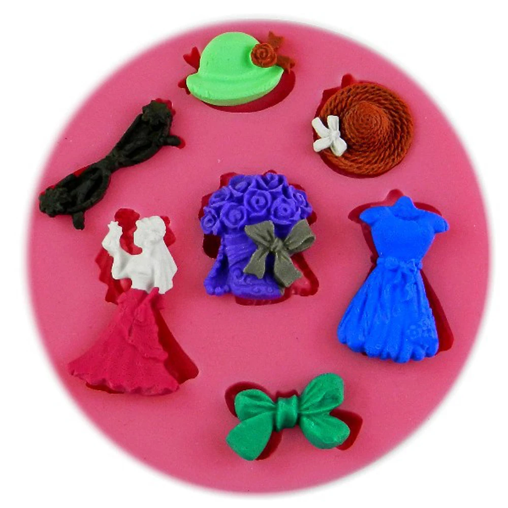 Соломенная шляпа с бантом в форме юбки 3D силиконовая форма для торта пищевых