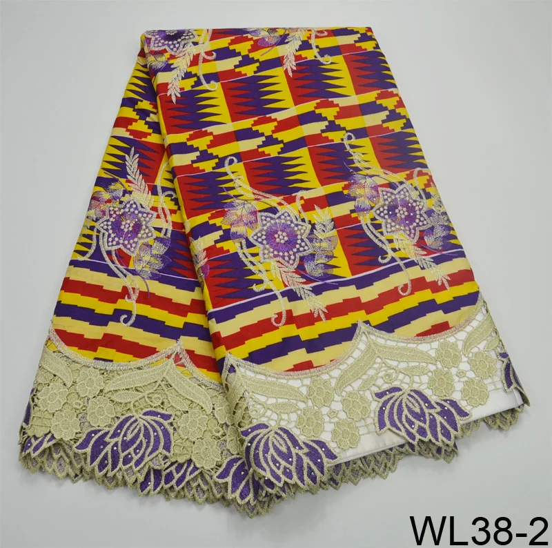 WL38 High Quality Multi Mix Color Beaded Yellow Royal Blue ghana ankara Nigeria African Guipure wax cord lace with Stone | Дом и сад