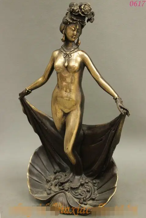 9 &quotКитайская Современная Художественная бронзовая Зубная фея голая богиня