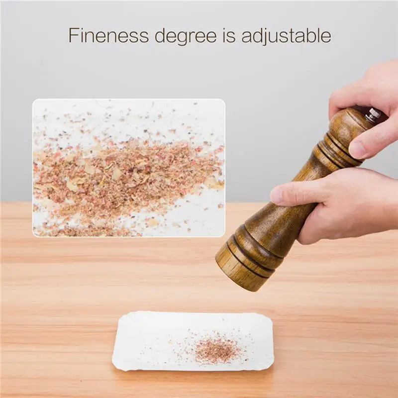 

8 Inches 2Pcs Creative Wooden Salt And Pepper Mill Tool Spice Salt And Pepper Grinder Manual Grinder Kitchen Gadgets Tools