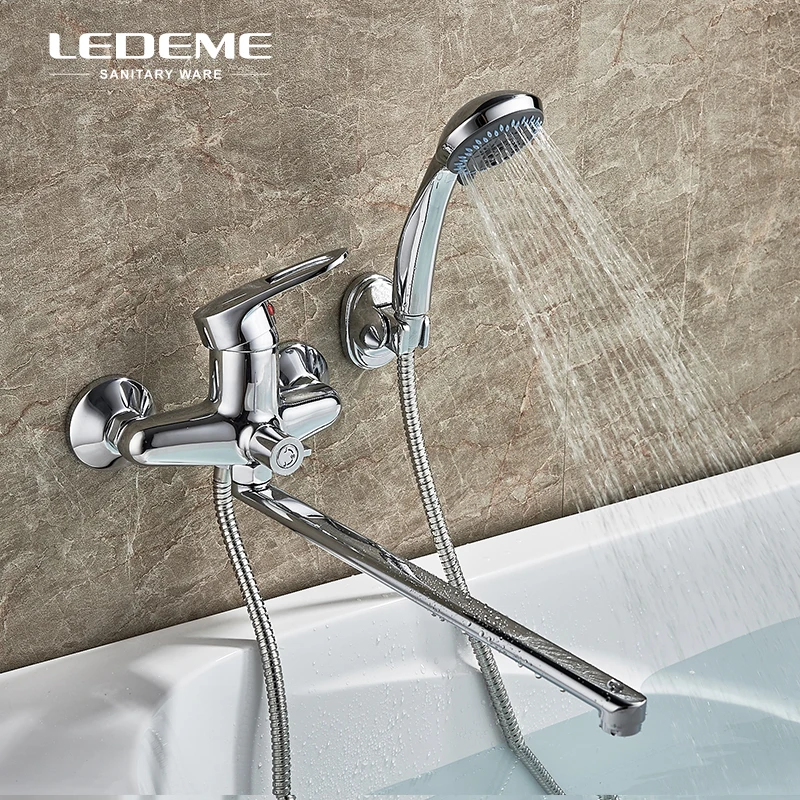 LEDEME Длинный Носик для ванной комнаты смеситель душа латунный душ тела с 5