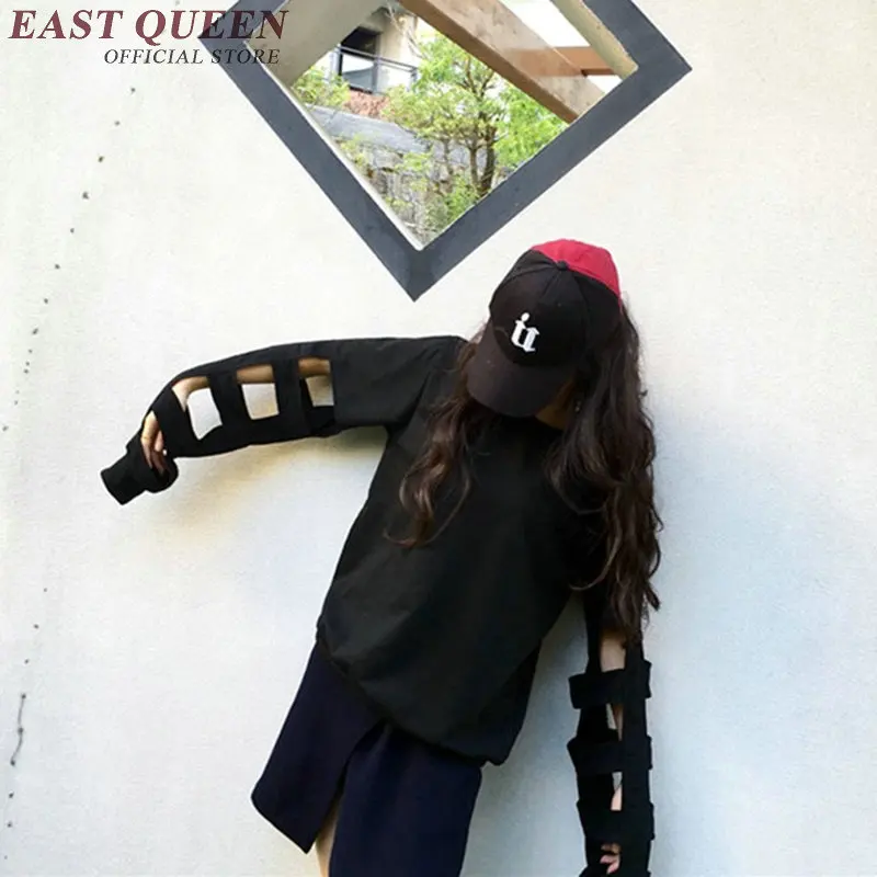 Рубашка в стиле Харадзюку рубашка бойфренда одежда хип хоп с вырезами на рукавах