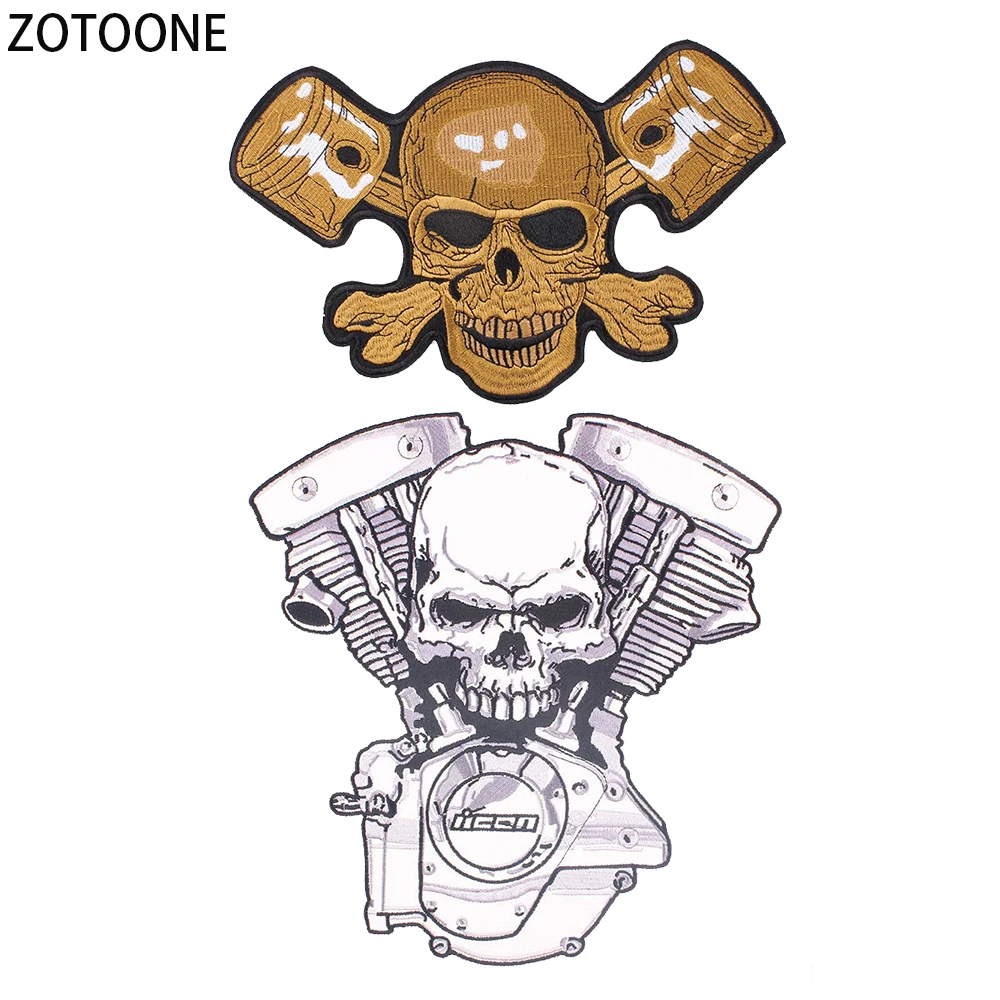 ZOTOONE панк череп вышитые патчи для одежды DIY большой задний патч украшения на