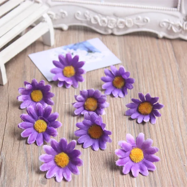 purple Искусственный Шелковый Подсолнух головы 4,0 см украшение для свадьбы лоза 20 шт./лот двор дома/свадебный автомобиль/корзина - Цвет: purple