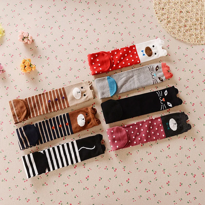 Новые модные детские чулки для девочек хлопковые теплые мягкие с рисунком зимние