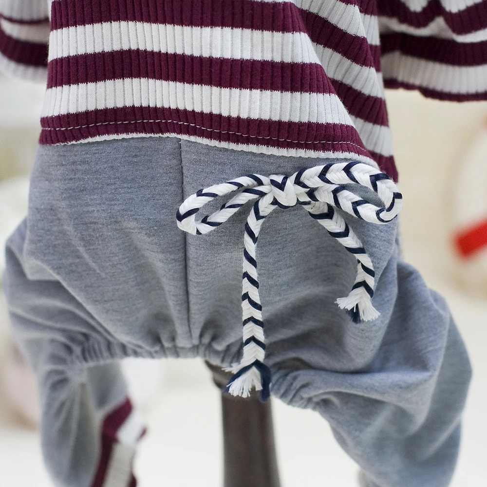 Новый стиль хлопковая одежда для собак 2 цвета S XXL размер полосатый комбинезон