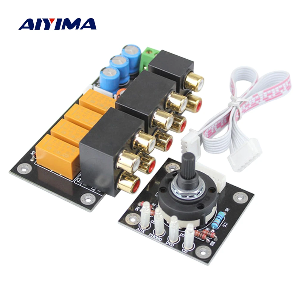 AIYIMA RCA Audio Switch Input Selection Board Lotus Seat Stereo Relay 4-way Audio Input Signal Selector Switching Amplifier DIY