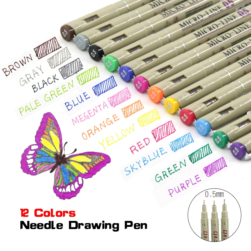 Copic маркеры 12 цветов 0 5 мм иглы микроны надпись ручка Touchfive Fineliner цветные эскиз