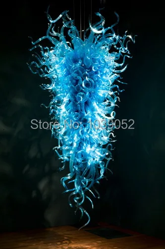 

New Arrival Big Blue Stained Hand Blown Art Glass Chandelier