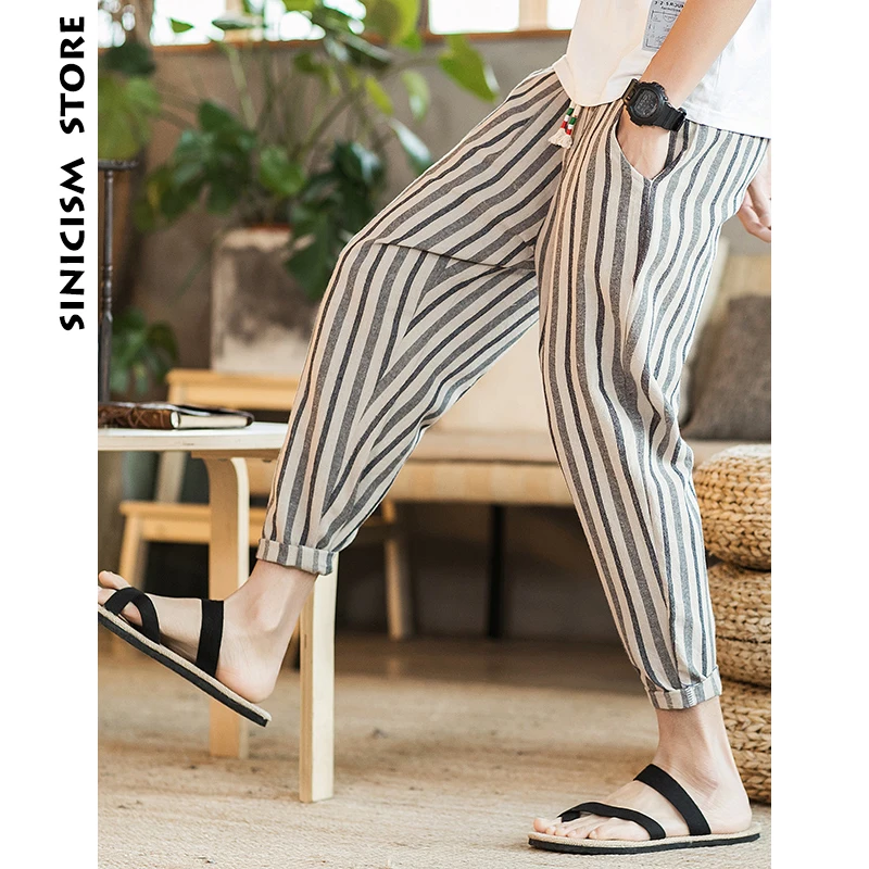 Sinicism Store Man 5XL хлопковые льняные брюки Мужские Jogger по щиколотку 2018 мужские летние