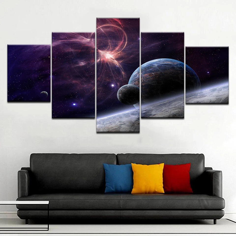 

SpaceX Fanstore Star modern 5 Panel wall posters Canvas Art Painting For home living room decoration