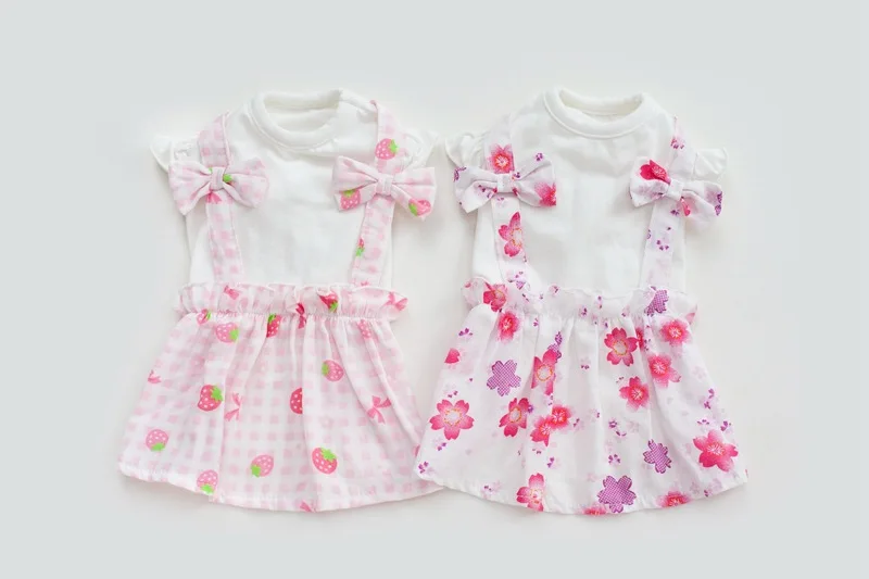Cute Strawberry Dog Party Bow Dress Cat Pet Princess Skirt Tutu For Small Summer Cotton Shirt Clothes Vest Overall | Дом и сад