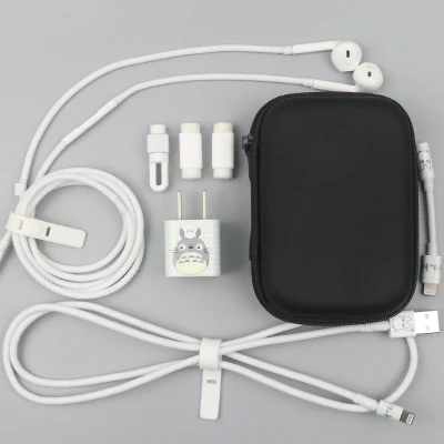 Обновленная версия USB защитный кабель Стикеры для намотки кабельный провод Органайзер тпу спиральный шнур протектор для iphone 7 plus 8 X