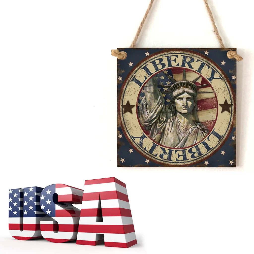 Американский 4th of July День Независимости деревянная табличка Бог благословит