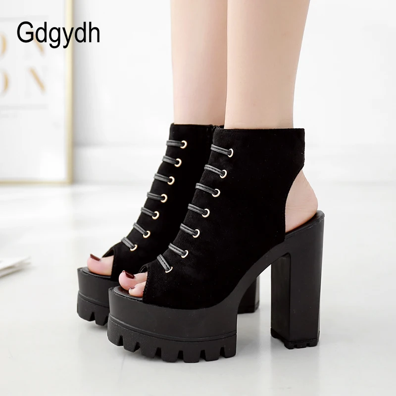 Gdgydh Cross-tied Fashion Summer Boots For The Women Spring Summer Peep Toe Summer Shoes Woman Ankle Boots Zipper Drop Shipping