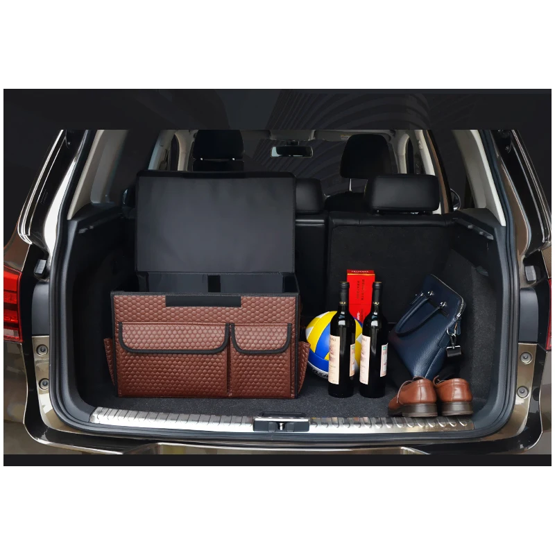 Продажа Автомобильный органайзер для багажника, автомобильный Органайзер, кожаная складная коробка для хранения, автомобильные аксессуары, складн...