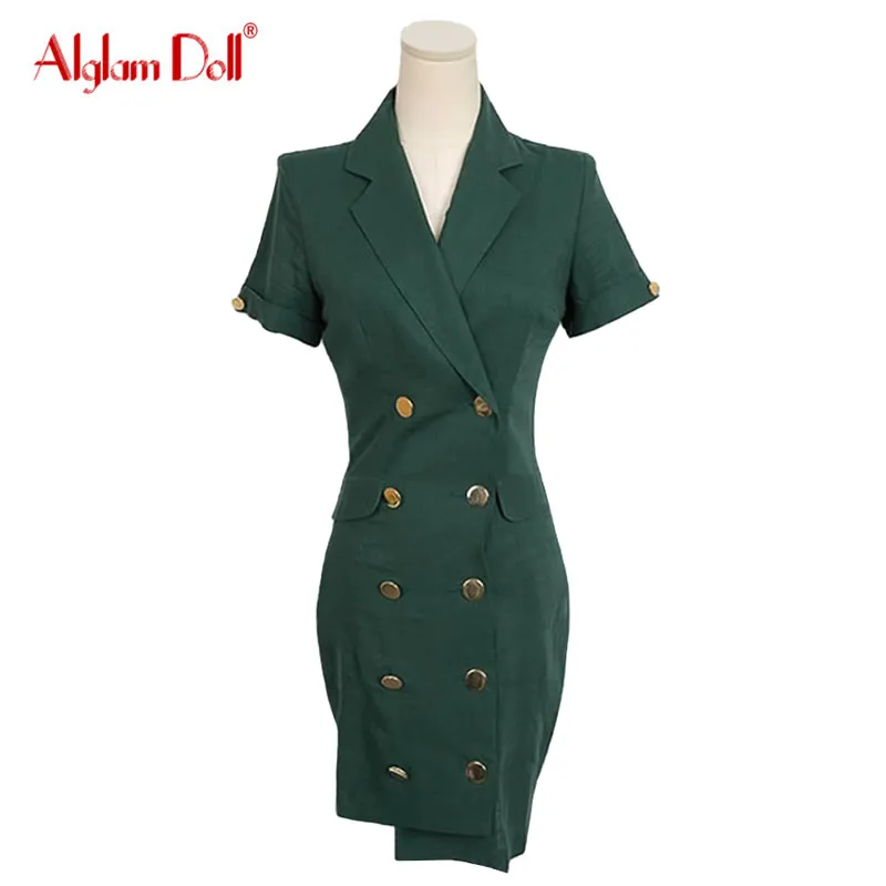 Alglam Кукла женские офисные Оболочка тонкая Bodycon кнопки сексуальные мини Зубчатый