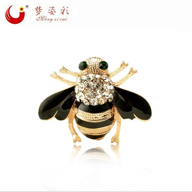 

CAIZI Two Colors Crystal Bee Brooches For Women Animal Broshes Enamel Pin Fashion Jewelry Special Accessories Cute Brooch Gift