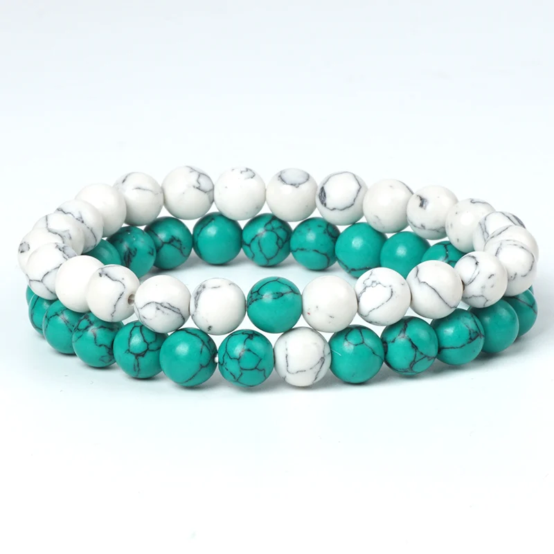 2 шт./компл. браслет с дистанцией для пар подвески из белого бирюзового камня