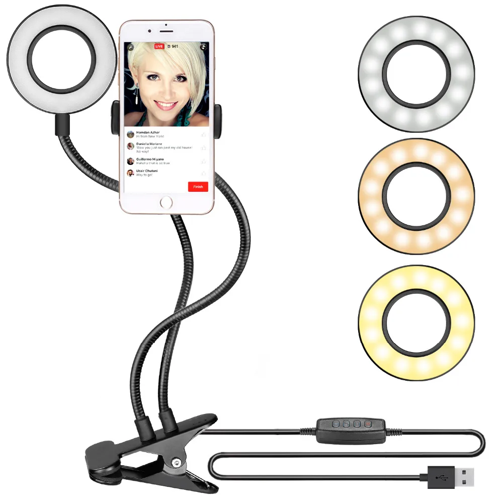 Держатель для мобильного телефона Neewer Clamp on Selfie Ring Light видеосъемки Youtube с