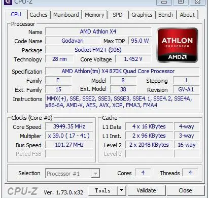 Четырехъядерный процессор AMD Athlon X4 870K 3,9 GHz AD870KXBI44JC Socket FM2