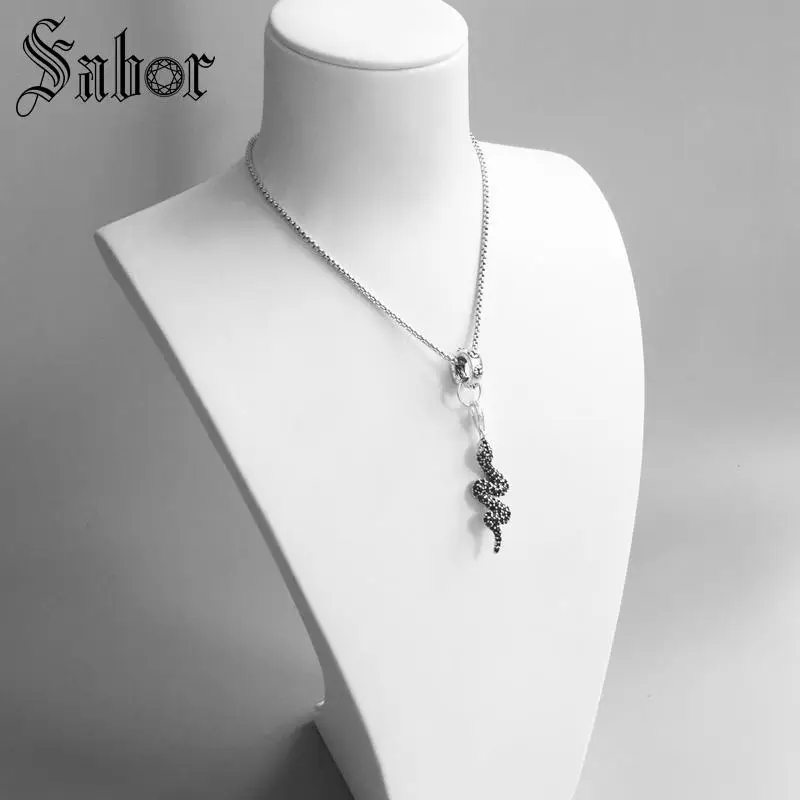 Очаровательная подвеска черная змея серебряного цвета для женщин подарок