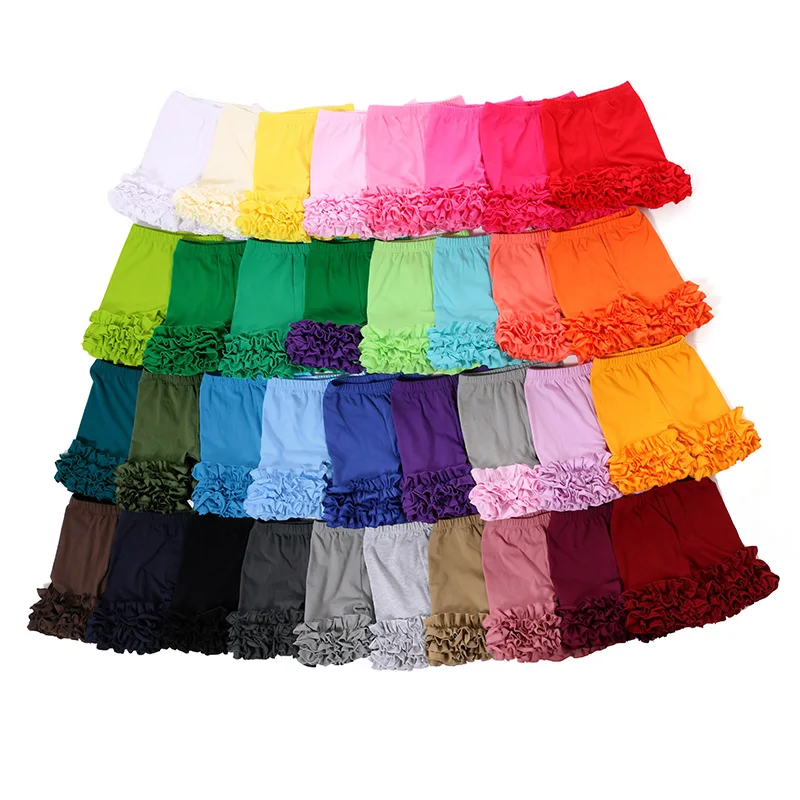 2018 шорты для девочек 6 см с оборками летние маленьких хлопковые однотонные в