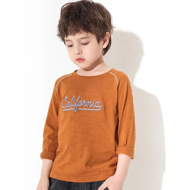 Pioneer kids/Новая Осенняя футболка с длинными рукавами модная вышитыми буквами для