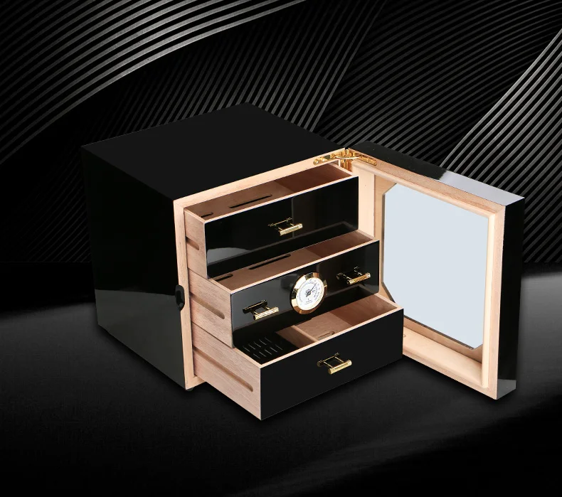Дерево кедра с подкладкой Humidor 3 ящика для COHIBA сигары увлажняющий ящик HH-1005B