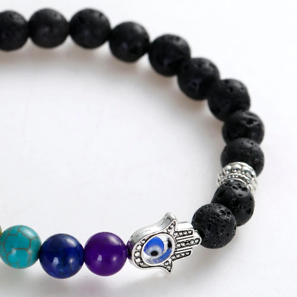 8 сезонов чакра лава бисерный целебный браслет многоцветная рука глаз зла