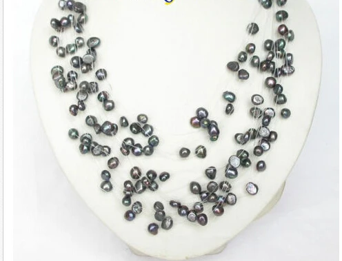 

FREE shipping> >>>21strands baroque black freshwater pearls necklace