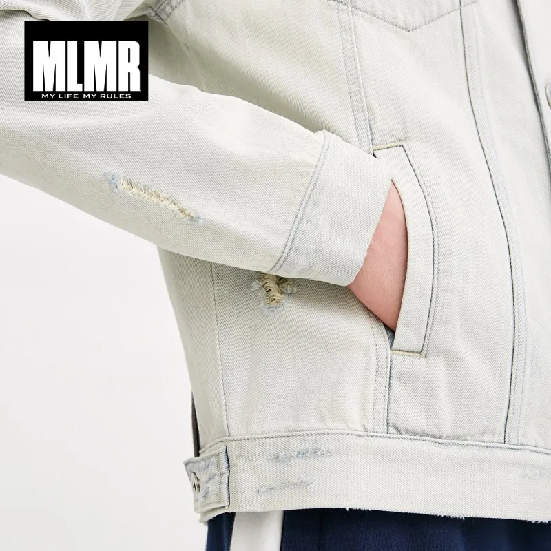 MLMR Мужская джинсовая куртка свободного кроя из 100% хлопка с принтом 218357511 | одежда
